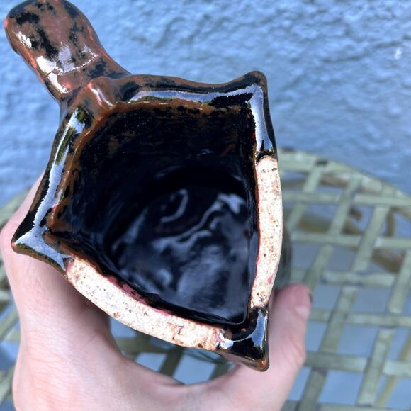 Vintage Brutalist Pottery Funky Abstract Pitcher Vase unique decor - Picture 3 of 10